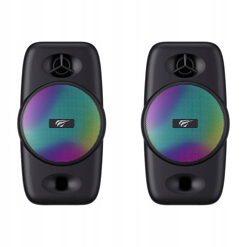 Havit Stereo Computer Speakers - USB Powered, Dynamic RGB Lighting, 3.5mm Stereo Audio Input - Set of 2