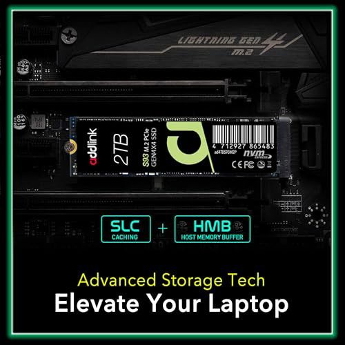 Addlink S93 2TB PCIe 4.0 M.2 Gen 4 Memory Expansion SSD, up to 7400 MB/s, Internal Solid State Drive with HMB Technology for Laptop, Gaming and Creato